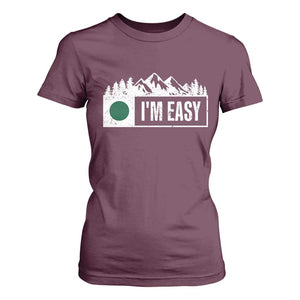 Funny Snowboard Ski T Shirt For Women I'm Easy Mountain Sign Retro Vintage TS11 Maroon Print Your Wear