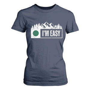 Funny Snowboard Ski T Shirt For Women I'm Easy Mountain Sign Retro Vintage TS11 Navy Print Your Wear