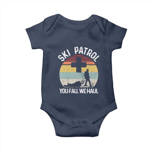 Ski Patrol You Fall We Haul Baby Onesie Funny Skiing Skier Winter Sport TS11 Navy Print Your Wear
