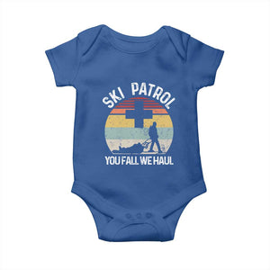 Ski Patrol You Fall We Haul Baby Onesie Funny Skiing Skier Winter Sport TS11 Royal Blue Print Your Wear