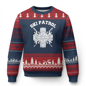 Ski Patrol Ugly Christmas Sweater Mountain Rescue Winter Slopes Skiing Snowboarding TS11 Navy Red Print Your Wear