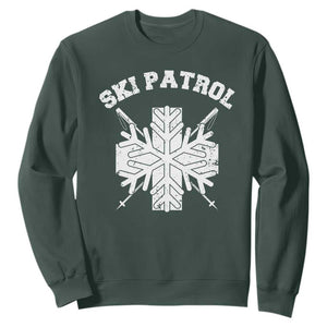 Ski Patrol Sweatshirt Mountain Rescue Winter Slopes Skiing Snowboarding TS11 Dark Forest Green Print Your Wear