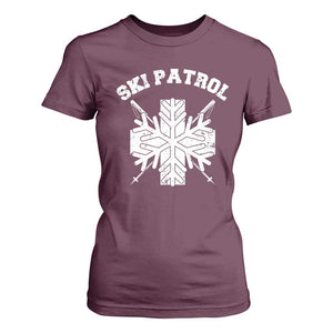 Ski Patrol T Shirt For Women Mountain Rescue Winter Slopes Skiing Snowboarding TS11 Maroon Print Your Wear