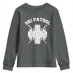 Ski Patrol Youth Sweatshirt Mountain Rescue Winter Slopes Skiing Snowboarding TS11 Dark Heather Print Your Wear