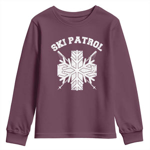 Ski Patrol Youth Sweatshirt Mountain Rescue Winter Slopes Skiing Snowboarding TS11 Maroon Print Your Wear