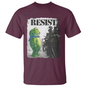 Frog Resist T Shirt Portland Frog Activist Protest City Art TS11 Maroon Print Your Wear
