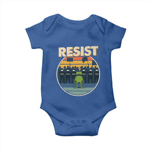 Frog Resist Baby Onesie Portland Frog Activist Protest Retro Sunset TS11 Royal Blue Print Your Wear