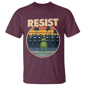 Frog Resist T Shirt Portland Frog Activist Protest Retro Sunset TS11 Maroon Print Your Wear