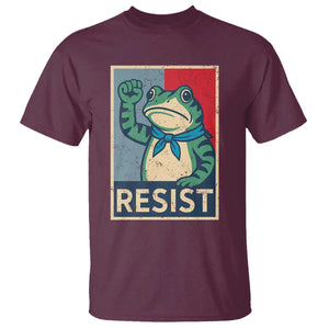 Frog Resist T Shirt Portland Frog Raised Fist Poster Graphic TS11 Maroon Print Your Wear