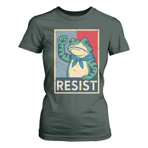 Frog Resist T Shirt For Women Portland Frog Raised Fist Poster Graphic TS11 Dark Forest Green Print Your Wear