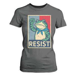 Frog Resist T Shirt For Women Portland Frog Raised Fist Poster Graphic TS11 Dark Heather Print Your Wear