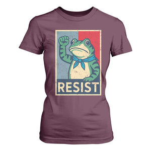 Frog Resist T Shirt For Women Portland Frog Raised Fist Poster Graphic TS11 Maroon Print Your Wear