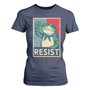 Frog Resist T Shirt For Women Portland Frog Raised Fist Poster Graphic TS11 Navy Print Your Wear