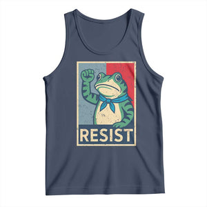 Frog Resist Tank Top Portland Frog Raised Fist Poster Graphic TS11 Navy Print Your Wear