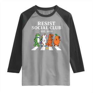 Resist Social Club 2025 Raglan Shirt Portland Frog Animals Mascot Walking TS11 Sport Gray Black Print Your Wear