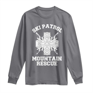 Ski Patrol Mountain Rescue Long Sleeve Shirt Winter Slopes Skiing Snowboarding Snowflake TS11 Charcoal Print Your Wear