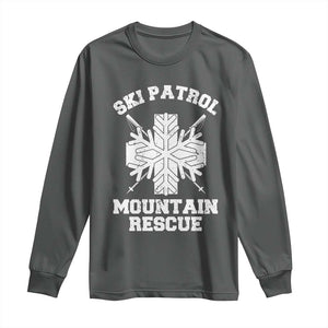 Ski Patrol Mountain Rescue Long Sleeve Shirt Winter Slopes Skiing Snowboarding Snowflake TS11 Dark Heather Print Your Wear