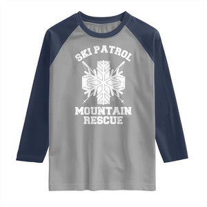 Ski Patrol Mountain Rescue Raglan Shirt Winter Slopes Skiing Snowboarding Snowflake TS11 Sport Gray Navy Print Your Wear