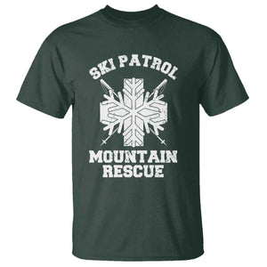 Ski Patrol Mountain Rescue T Shirt Winter Slopes Skiing Snowboarding Snowflake TS11 Dark Forest Green Print Your Wear