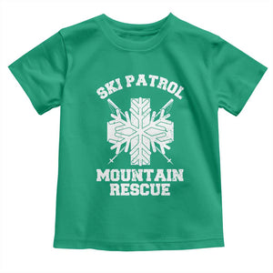 Ski Patrol Mountain Rescue Toddler T Shirt Winter Slopes Skiing Snowboarding Snowflake TS11 Irish Green Print Your Wear