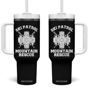 Ski Patrol Mountain Rescue Tumbler With Handle Winter Slopes Skiing Snowboarding Snowflake TS11 One Size: 40 oz Black Print Your Wear