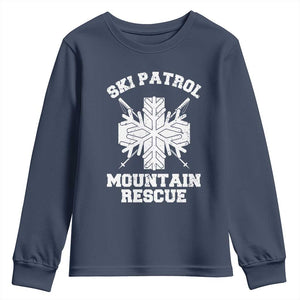 Ski Patrol Mountain Rescue Youth Sweatshirt Winter Slopes Skiing Snowboarding Snowflake TS11 Navy Print Your Wear