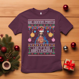 Funny Jesus Christmas T Shirt We Gonna Party Like It's My Birthday Christian Xmas TS11 Maroon Print Your Wear