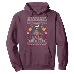 Funny Jesus Christmas Hoodie We Gonna Party Like It's My Birthday Christian Xmas TS11 Maroon Print Your Wear