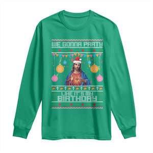 Funny Jesus Christmas Long Sleeve Shirt We Gonna Party Like It's My Birthday Christian Xmas TS11 Irish Green Print Your Wear