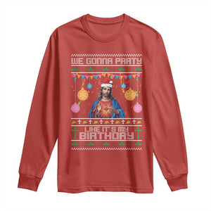 Funny Jesus Christmas Long Sleeve Shirt We Gonna Party Like It's My Birthday Christian Xmas TS11 Red Print Your Wear