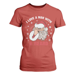 Funny Christmas Santa T Shirt For Women I Love A Man With A Beard Snowflake TS11 Red Print Your Wear