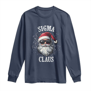 Funny Christmas Santa Long Sleeve Shirt Sigma Claus Cool Santa The Rizzler Meme TS11 Navy Print Your Wear