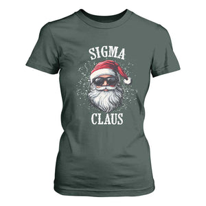Funny Christmas Santa T Shirt For Women Sigma Claus Cool Santa The Rizzler Meme TS11 Dark Forest Green Print Your Wear