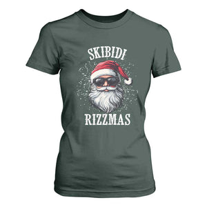 Funny Christmas Santa T Shirt For Women Skibidi Rizzmas Charisma Rizz Santa Claus TS11 Dark Forest Green Print Your Wear