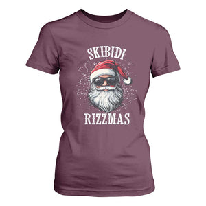 Funny Christmas Santa T Shirt For Women Skibidi Rizzmas Charisma Rizz Santa Claus TS11 Maroon Print Your Wear