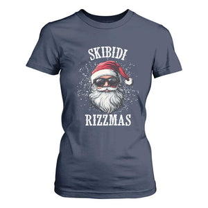 Funny Christmas Santa T Shirt For Women Skibidi Rizzmas Charisma Rizz Santa Claus TS11 Navy Print Your Wear