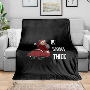 Funny Christmas Naughty Santa Throw Blanket Ol' Saint Thicc Kiss My Ass TS11 Print Your Wear
