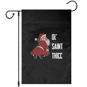 Funny Christmas Naughty Santa Garden Flag Ol' Saint Thicc Kiss My Ass TS11 Black Print Your Wear