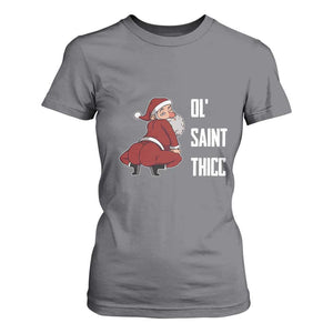 Funny Christmas Naughty Santa T Shirt For Women Ol' Saint Thicc Kiss My Ass TS11 Charcoal Print Your Wear