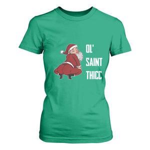Funny Christmas Naughty Santa T Shirt For Women Ol' Saint Thicc Kiss My Ass TS11 Irish Green Print Your Wear