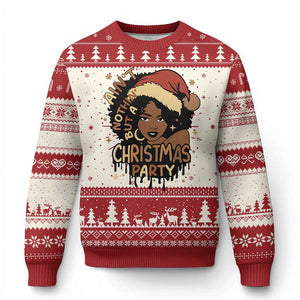 Funny African American Christmas Ugly Christmas Sweater Ain't Nothing But A Christmas Party Santa Black Melanin Girl TS11 Red Print Your Wear