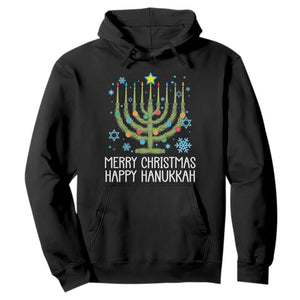 Funny Chrismukkah Hoodie Merry Christmas Happy Hanukkah Christmas Tree Jewish Menorah TS11 Black Print Your Wear