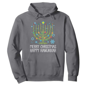 Funny Chrismukkah Hoodie Merry Christmas Happy Hanukkah Christmas Tree Jewish Menorah TS11 Charcoal Print Your Wear