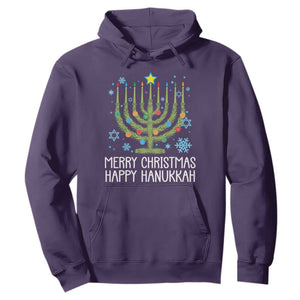 Funny Chrismukkah Hoodie Merry Christmas Happy Hanukkah Christmas Tree Jewish Menorah TS11 Purple Print Your Wear