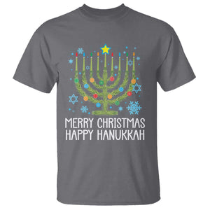 Funny Chrismukkah T Shirt Merry Christmas Happy Hanukkah Christmas Tree Jewish Menorah TS11 Charcoal Print Your Wear