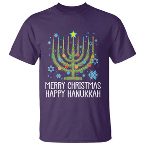 Funny Chrismukkah T Shirt Merry Christmas Happy Hanukkah Christmas Tree Jewish Menorah TS11 Purple Print Your Wear