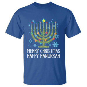 Funny Chrismukkah T Shirt Merry Christmas Happy Hanukkah Christmas Tree Jewish Menorah TS11 Royal Blue Print Your Wear