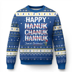 Happy Hanukkah Ugly Sweater Hanuk Chanuk Jewish Christmas Menorah TS11 Blue White Print Your Wear