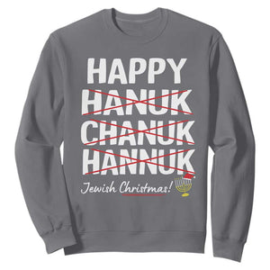Funny Hanukkah Sweatshirt Happy Hanuk Chanuk Hannuk Jewish Christmas Menorah TS11 Charcoal Print Your Wear