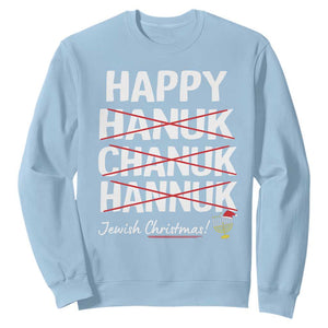 Funny Hanukkah Sweatshirt Happy Hanuk Chanuk Hannuk Jewish Christmas Menorah TS11 Light Blue Print Your Wear